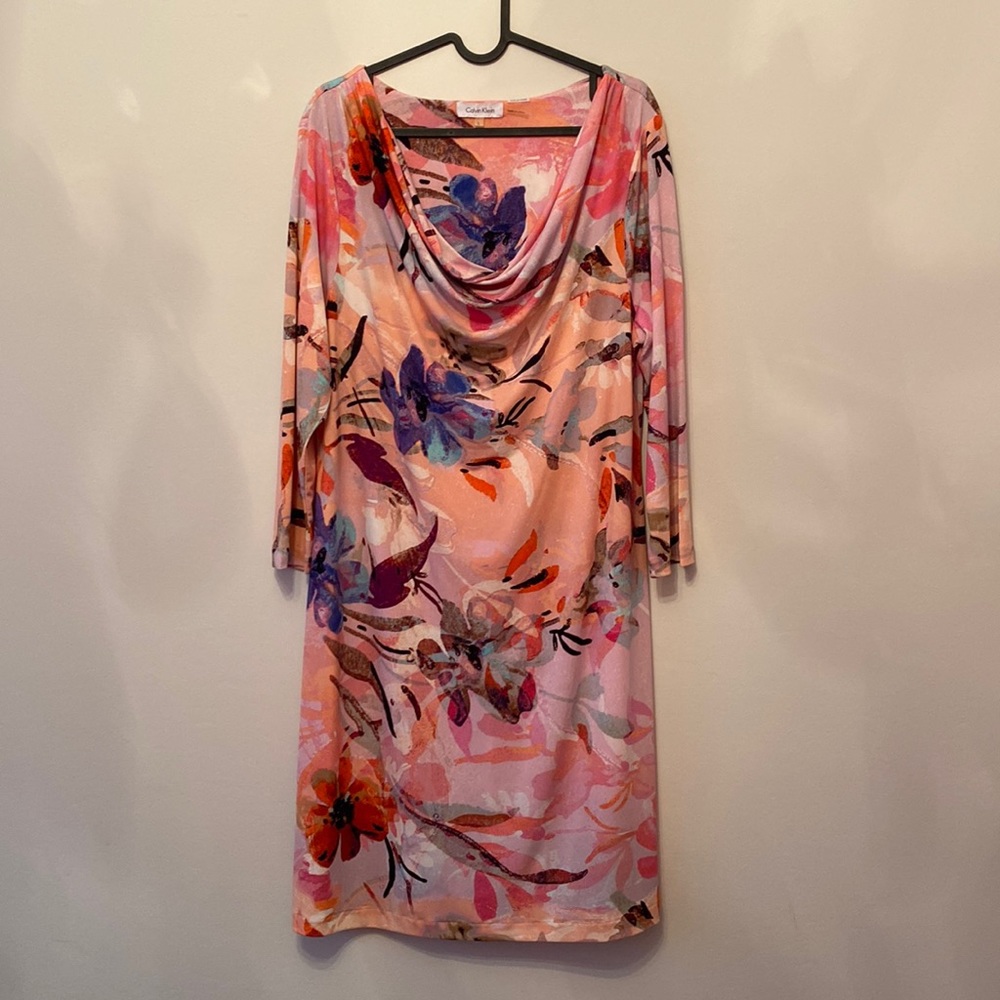 Calvin Klein Colourful Dress with Scoop Neck